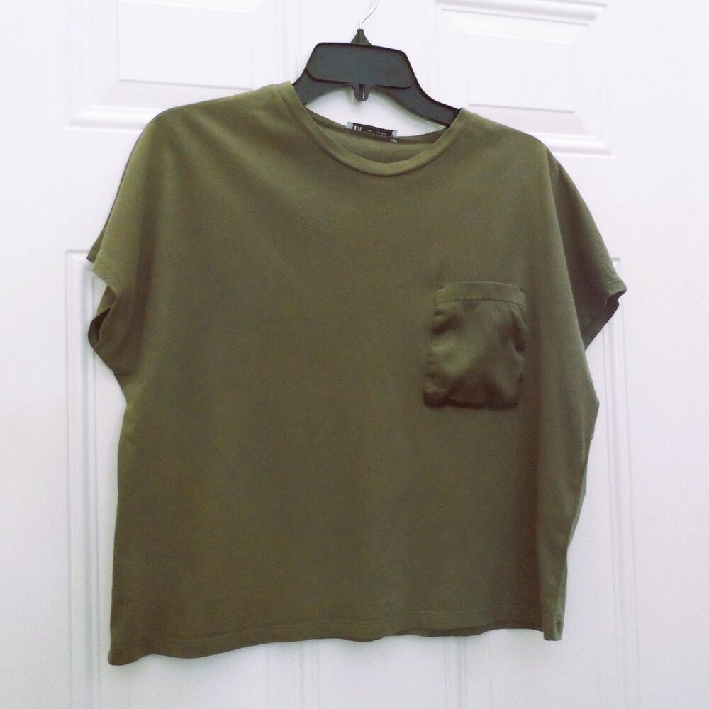 Zara- olive color , oversized crop top -size S - Picture 2 of 4